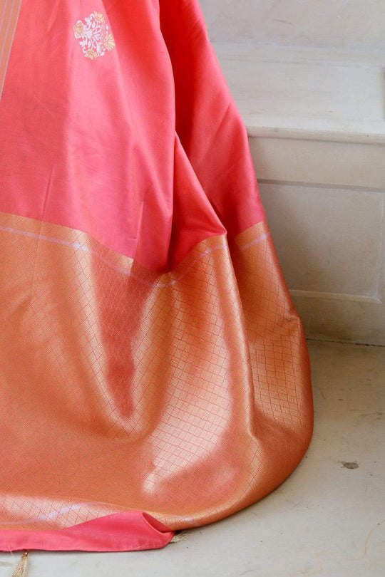 Banarasi Saree Carmine Pink Zari Woven Banarasi Saree saree online