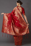 Banarasi Saree Carmine Red Banarasi Saree saree online