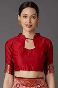 Banarasi Saree Carmine Red Banarasi Saree saree online