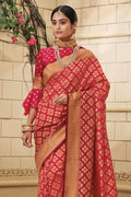 Carmine Red Zari Woven Banarasi Saree