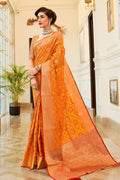 Banarasi Saree Carrot Orange Banarasi Saree saree online
