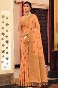 orange banarasi saree