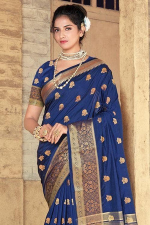 blue banarasi saree