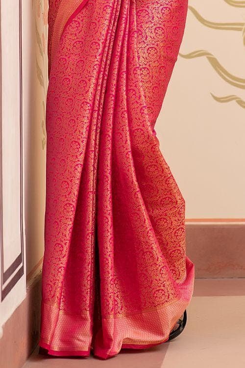Cerise Pink Banarasi Saree