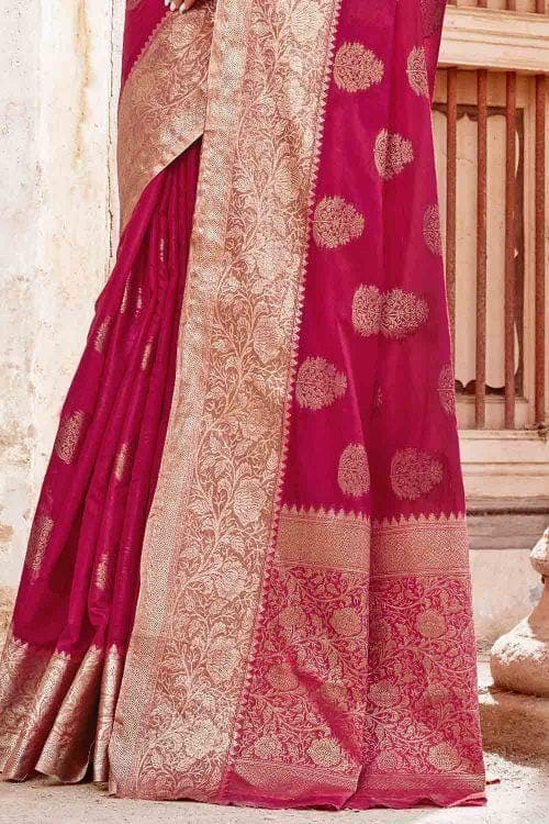Cerise Pink Banarasi Saree