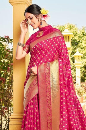 Cerise Pink Banarasi Saree