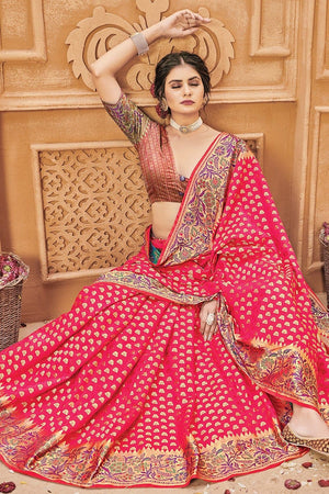 Cerise Pink Banarasi Saree