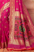 Banarasi Saree Cerise Pink Banarasi Saree With Meenakari Work saree online