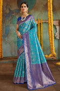 Banarasi Saree Cerulean Blue Banarasi Saree saree online
