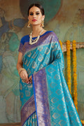 Banarasi Saree Cerulean Blue Banarasi Saree saree online