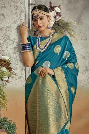 Cerulean Blue Regal Banarasi Saree