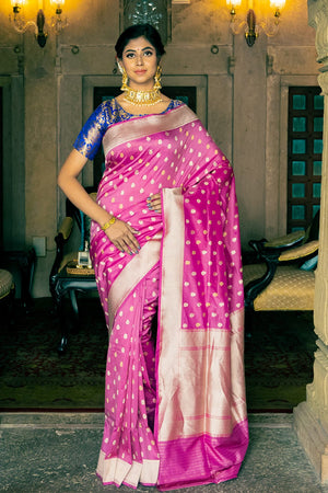 Cheshire Pink Banarasi Saree