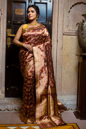 Chestnut Brown Banarasi Saree