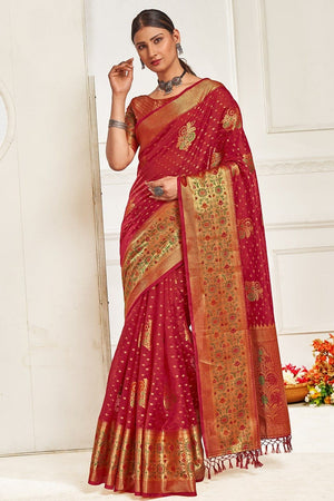 Chili Red Banarasi Saree