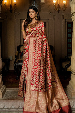 Chili Red Banarasi Saree