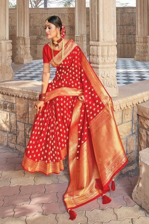 Chilli Red Banarasi Butta Saree