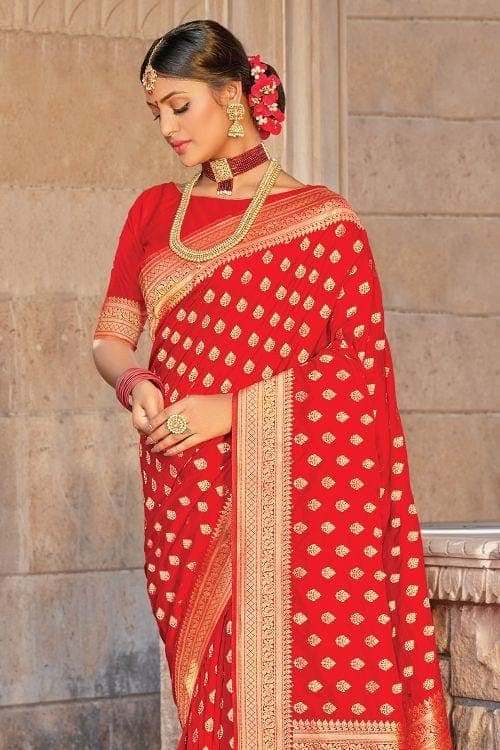 Chilli Red Banarasi Butta Saree