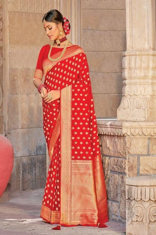 Chilli Red Banarasi Butta Saree