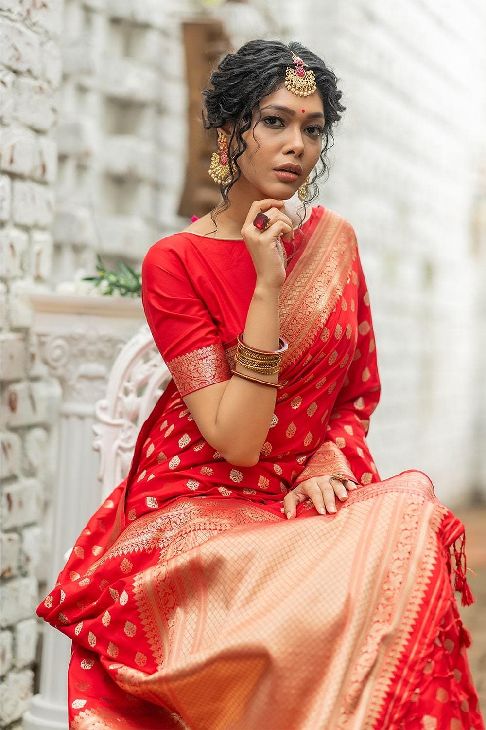 Red, chilli red bridal kanchipuram silk saree, Trending hindu red color  bridal saress - YouTube