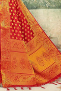 Chilli Red Zari Butta Banarasi Saree