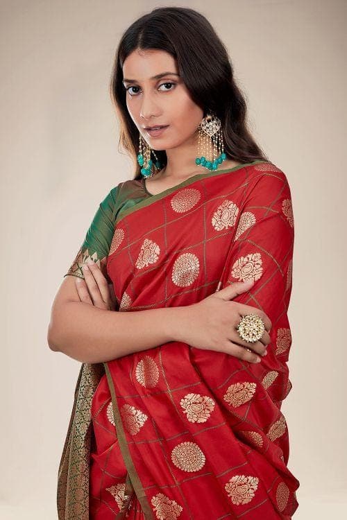 bridal red banarasi saree 