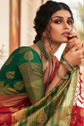 red banarasi silk saree