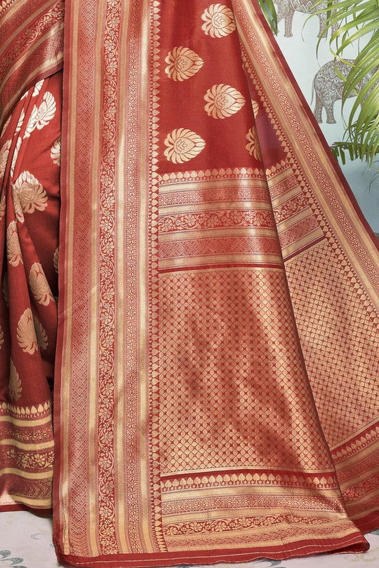 brown banarasi silk saree