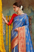 Banarasi Saree Cobalt Blue Banarasi Saree saree online