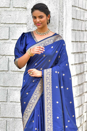 blue banarasi saree