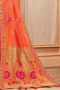 Banarasi Saree Coral Pink Printed Banarasi Saree saree online