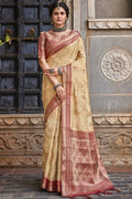 cream banarasi saree