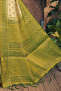 Cream Zari Butta Saree
