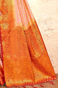 Crepe Pink Zari Butta Banarasi Saree