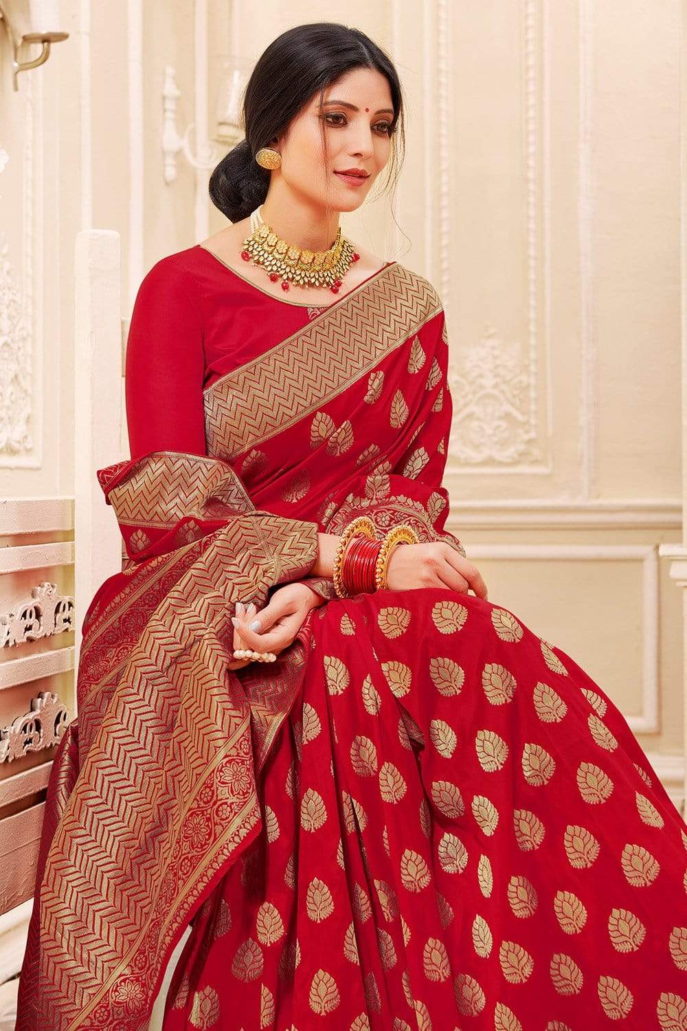 Exclusive Collection Banarasi Silk Forest Green Indian Wedding Saree |SARV117426