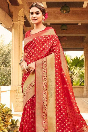 Crimson Red Banarasi Saree