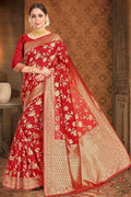 Banarasi Saree Crimson Red Printed Banarasi Saree saree online