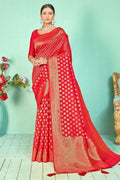 Banarasi Saree Crimson Red Small Butta Woven Banarasi Saree saree online