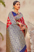 Banarasi Saree Crimson Red Zari Butta Woven Banarasi Saree saree online