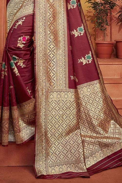 Banarasi Saree Currant Red Banarasi Saree saree online