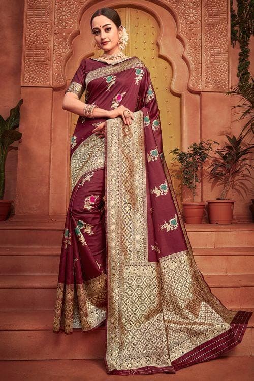 Banarasi Saree Currant Red Banarasi Saree saree online