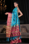 Cyan Blue Zari Butta Woven Banarasi Saree