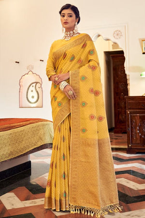 Dandelion Yellow Banarasi Saree