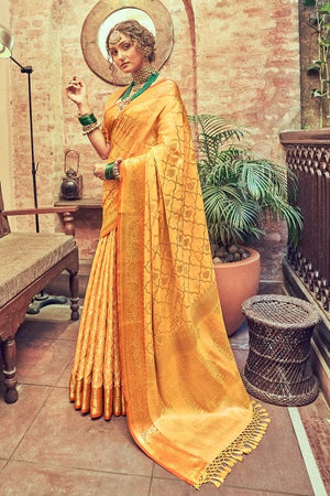Dandelion Yellow Banarasi Saree