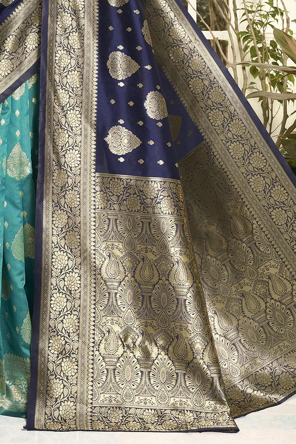 Banarasi saree Dark And Light Blue Dual Toned Banarasi saree saree online