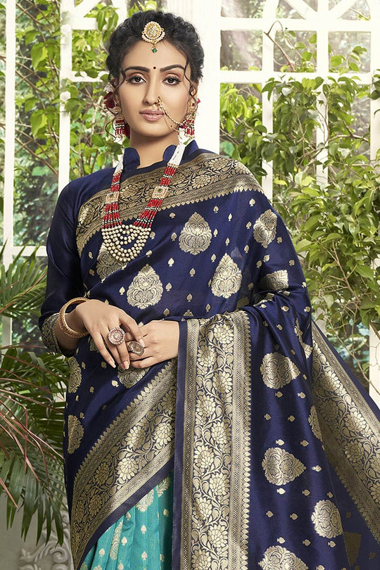 Banarasi saree Dark And Light Blue Dual Toned Banarasi saree saree online