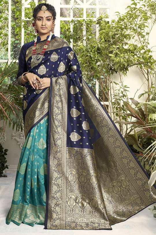Banarasi saree Dark And Light Blue Dual Toned Banarasi saree saree online