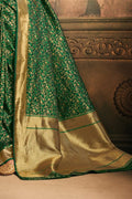 Banarasi Saree Dark Green Zari Woven Banarasi Saree saree online