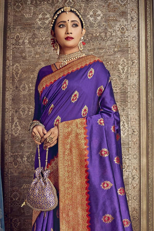 Banarasi Saree Dark Lavendor Zari Woven Banarasi Saree saree online