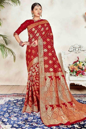 Dark Pink Banarasi Saree