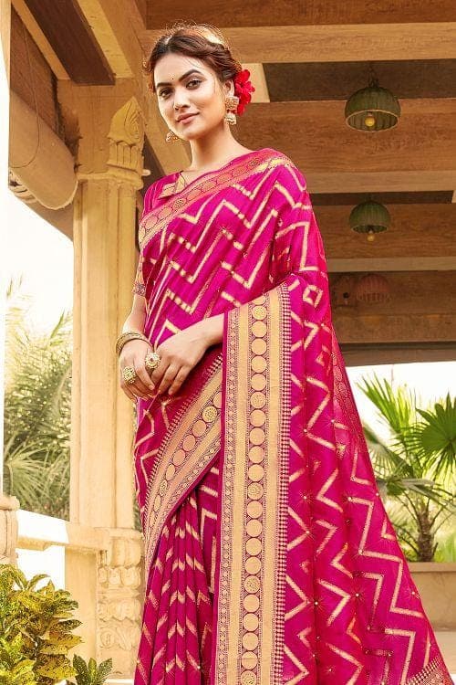 dark pink banarasi saree 